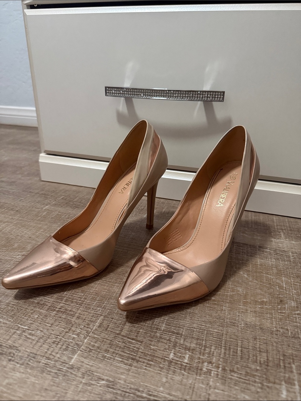 Metallic Rose Gold Pointed Toe Stiletto Pumps